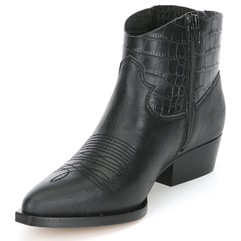 Gianni Bini Black Leather Western Booties Size 6.5m New
